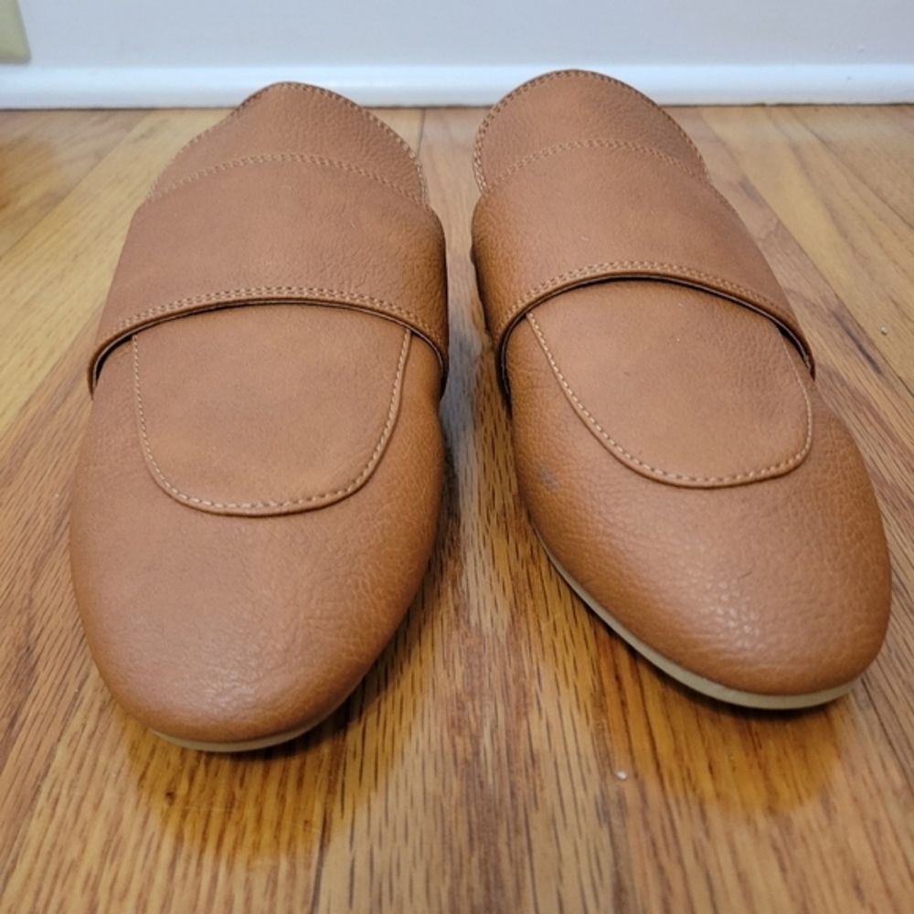 MarleyLilly Slide on Loafers Mules Faux Leather Size 9 Brown‎ Preppy Office Work - Picture 3 of 14